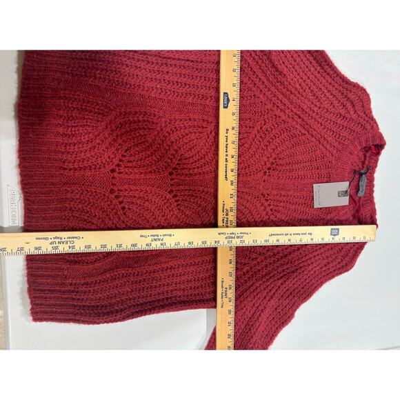 Elsamanda Made in Italy Alpaca Blend Open Knit Sweater Large Red Mohair  NWT - Picture 8 of 10